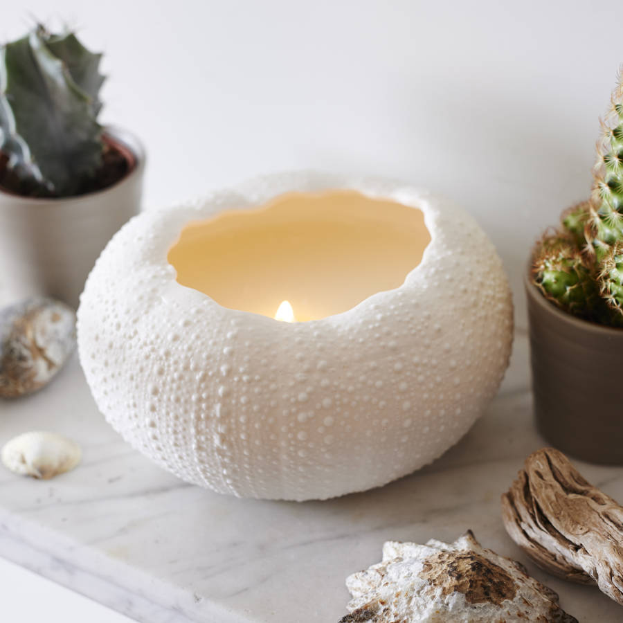 Large Porcelain Sea Urchin Candle, 1 of 3