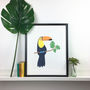 A3 Illustrated Toucan Print, thumbnail 2 of 2