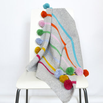 Pom Pom Stripe Crochet Blanket Kit, 5 of 5