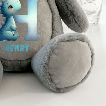 Personalised Dinosaur Alphabet Grey Plush Teddy Bear, 5 of 10
