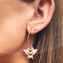 Bee Charm Gold Plated Hexagonal Hoop Earrings, thumbnail 7 of 7