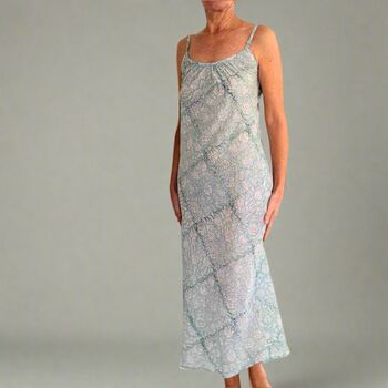 Long Slip Nightie In Aqua Paisley Print, 3 of 4