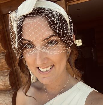 Silk Bow Birdcage Veil Bridal Headband, 8 of 11