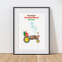 Personalised Rudolph The Red Nosed Tractor Xmas Print, thumbnail 6 of 8