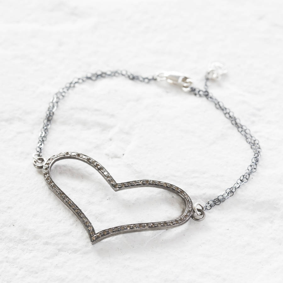Pave Diamond Open Heart Bracelet By Under the Rose | notonthehighstreet.com