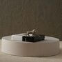 Handmade Black And White Marble Ashtray With Silver Lion, thumbnail 1 of 4