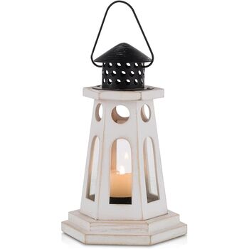 Tealight Distressed Wooden Decorative Candle Lantern, 4 of 9