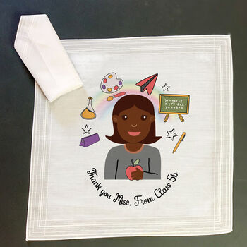 Thank You Teacher Personalised Handkerchief Pair Gift For Female Teacher, 3 of 5