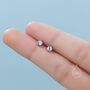 Sterling Silver Extra Tiny Moonstone Internally Threaded Earrings, thumbnail 2 of 12