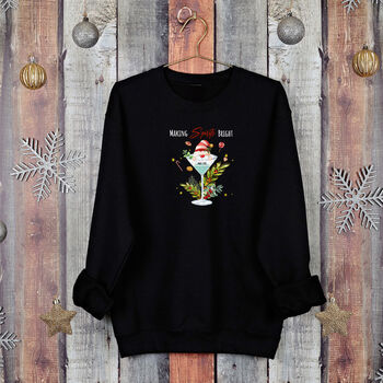 Making Spirits Bright Black Christmas Jumper With Festive Cocktail Design, 2 of 8