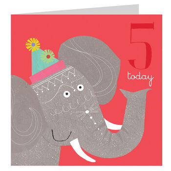 Elephant 5th Birthday Card, 2 of 4
