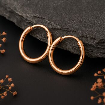 Rose Gold Plated Sterling Silver Mini Huggie Hoop Sleeper Earrings, 3 of 7