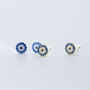 Sterling Silver Crystal Evil Eye Stud Earrings, thumbnail 1 of 5