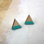 Geometric Wooden Shape Stripe Eco Stud Earrings, thumbnail 6 of 12