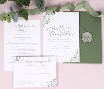 Delicate Foliage Wedding Invitations, 4 of 5