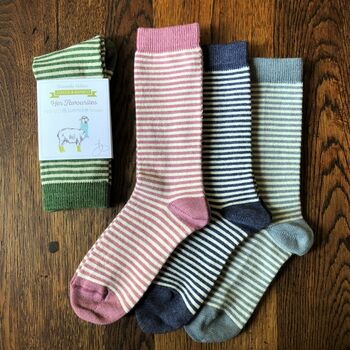Ladies Alpaca Stripey Socks, 3 of 11