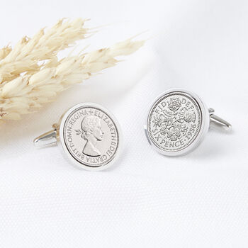 Sixpence 1956 70th Birthday Coin Cufflinks, 2 of 11