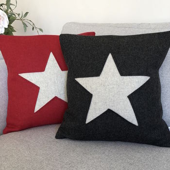 Red Handmade Wool Cushion With Star, 2 of 4