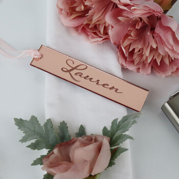 Rose Gold Mirrored Table Settings Favour Bookmark, 2 of 6