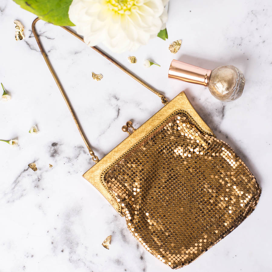 Vintage Gold Chain Mail Evening Purse By Iamia