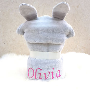 Personalised Sweet Pea Bunny Baby Towel, 4 of 8