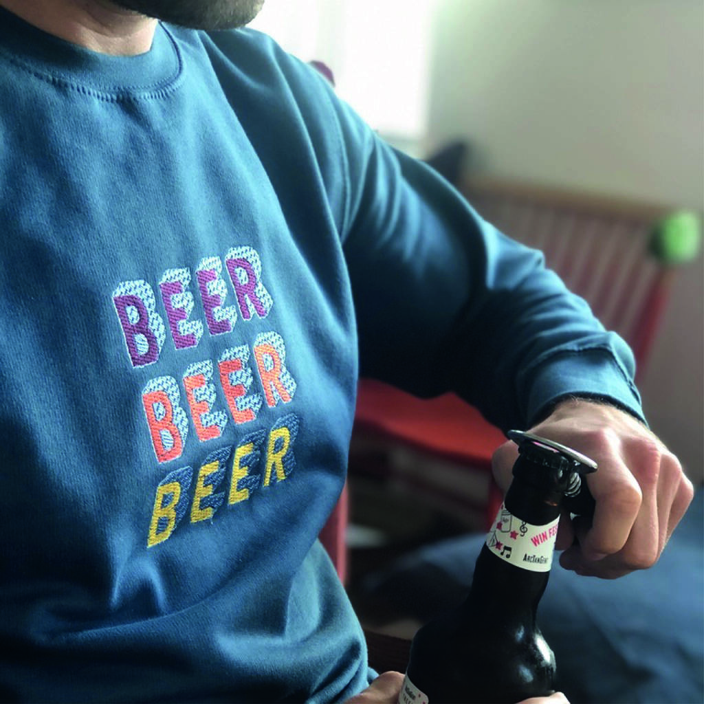 'Beer, Beer, Beer' Embroidered Sweatshirt, 1 of 5