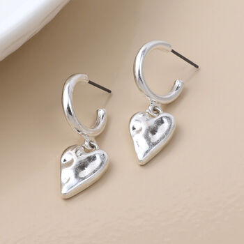 Silver Plated Half Hoop Heart Stud Earrings – 15mm, 4 of 6