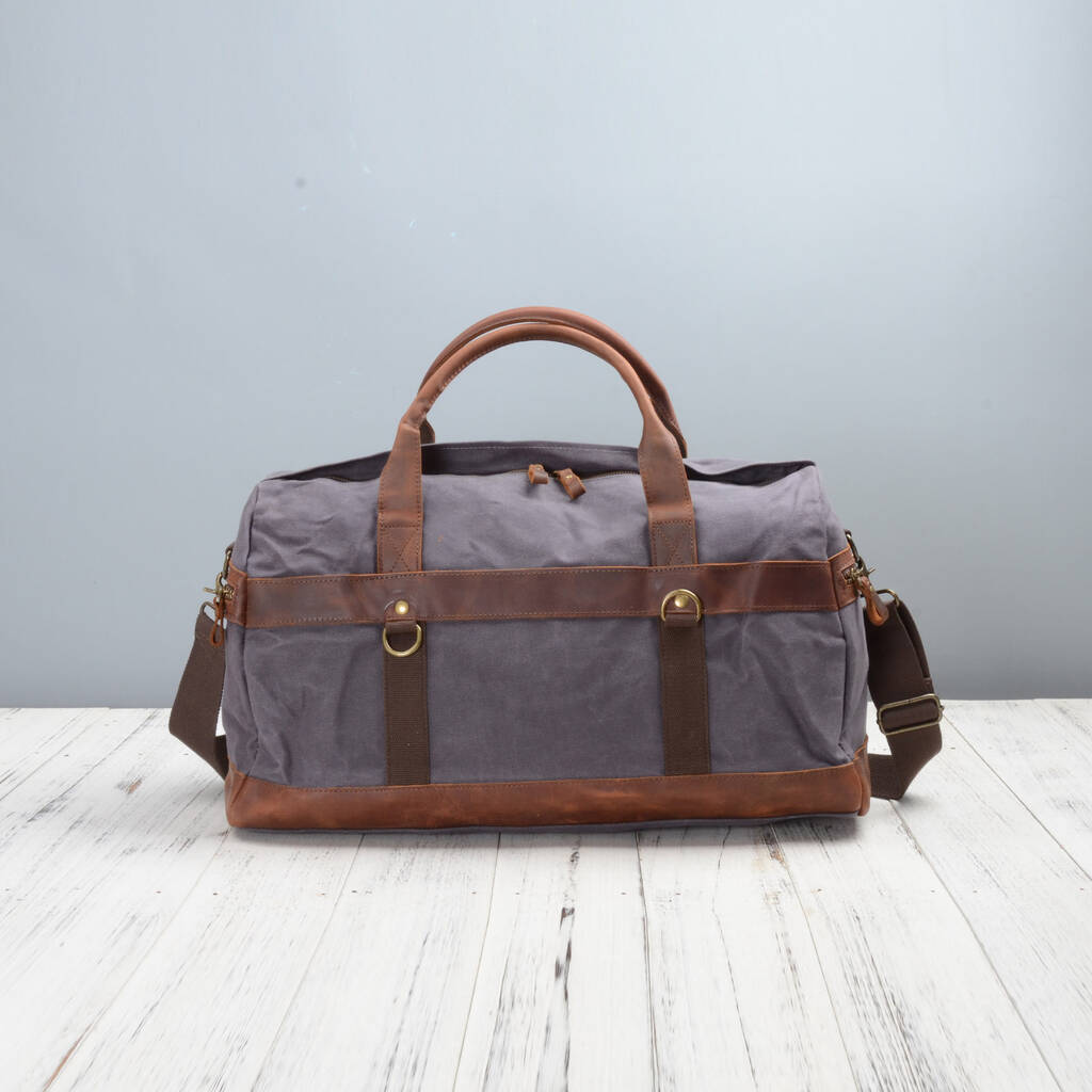 large canvas leather holdall duffle by eazo | 0