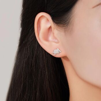 Sterling Silver Mouse And Wheat Stud Earrings, 2 of 11