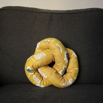 Handmade Mustard Floral Knotted Cushion, 2 of 5