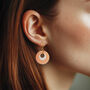 Cream And Orange Stripey Circular Earrings, thumbnail 2 of 6