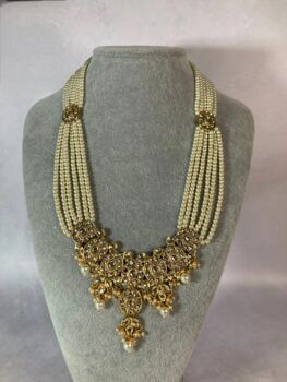 Long Necklace Kundan And Pearl Set, 5 of 6