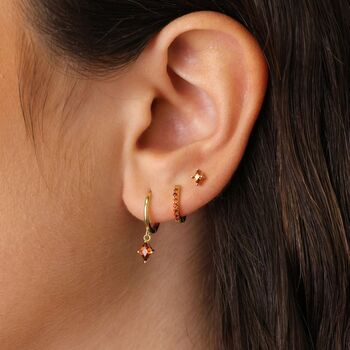 Garnet January Birthstone Small Huggie Hoop Earrings, 2 of 4