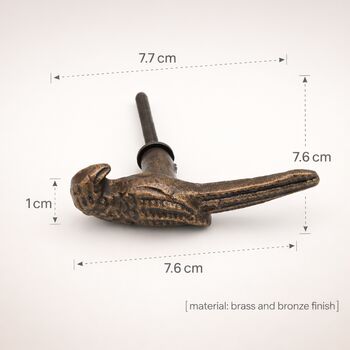 Antique Brass Perched Parrot Drawer Knob, 7 of 9