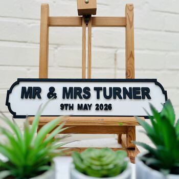 Personalised Wedding Gift Surname Wooden Roadsign, 2 of 12