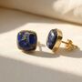 Sapphire September Birthstone Gold Plated Stud Earrings, thumbnail 1 of 4