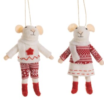 Felt Mr And Mrs Mouse In Christmas Jumpers, 3 of 6