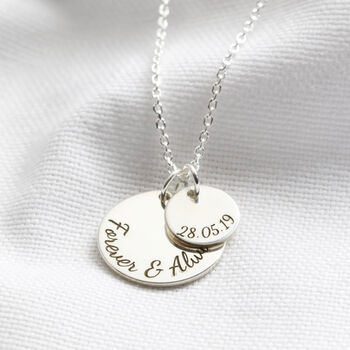Personalised Sterling Silver Double Disc Charm Necklace, 3 of 11