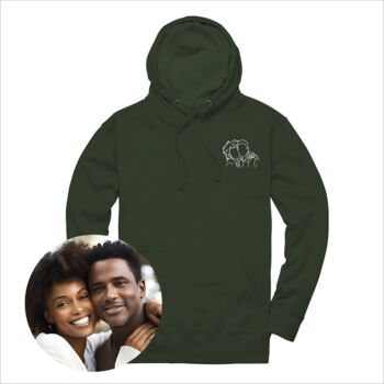 Embroidered Outline From Photo Unisex Hoodie, 5 of 12