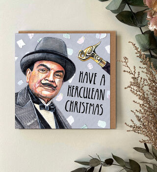 Hercule Poirot Christmas Card, Agatha Christie Card, 2 of 4