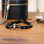 Men's Skull Bead Adjustable Black Agate Bracelet, thumbnail 1 of 5
