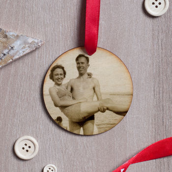 Personalised Favourite Vintage Photo Wooden Bauble, 4 of 10