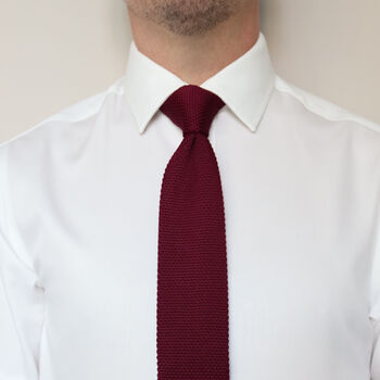 Wine Red Diamond End Knitted Neck Tie In 100% Soft Polyester, 4 of 11