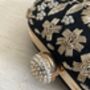 Black Handcrafted Embroidered Pearl Oval Clutch Bag, thumbnail 8 of 10
