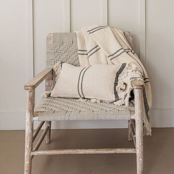 Andas Tasselled Stripe Cotton Cushion, 3 of 4
