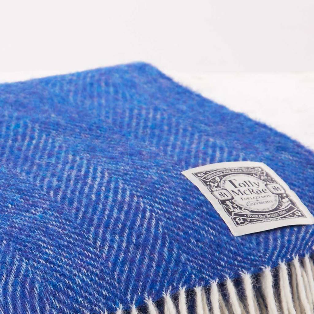 Royal Blue Wool Throw By Tolly McRae | notonthehighstreet.com