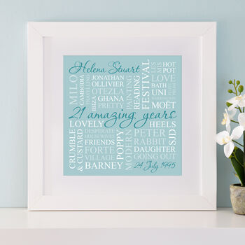 Personalised 21st Birthday Square Word Art, 6 of 11