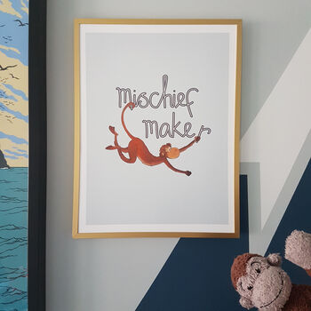 Kids Mischief Maker Cheeky Monkey Nursery Print, 2 of 8