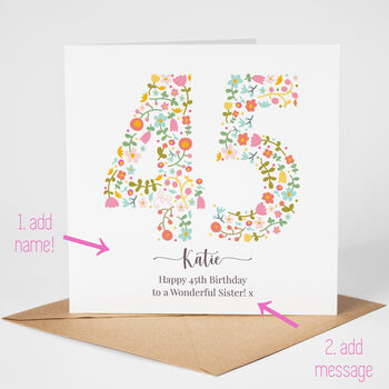 Floral Fun Personalised 45th Birthday Card, 4 of 5