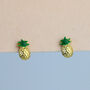 Sterling Silver Gold Colour Pineapple Stud Earrings, thumbnail 1 of 5
